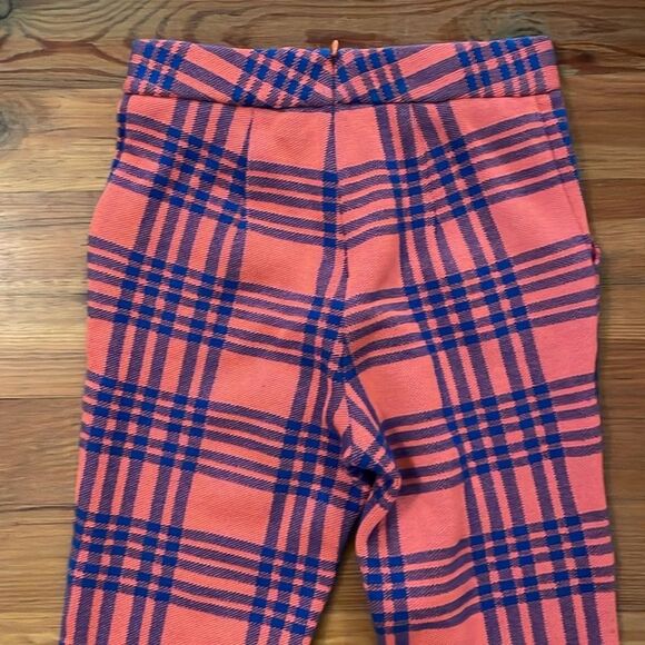 Cynthia Rowley Lincoln Orange Blue Knit Plaid Pants Womens Size 6 - Picture 14 of 14